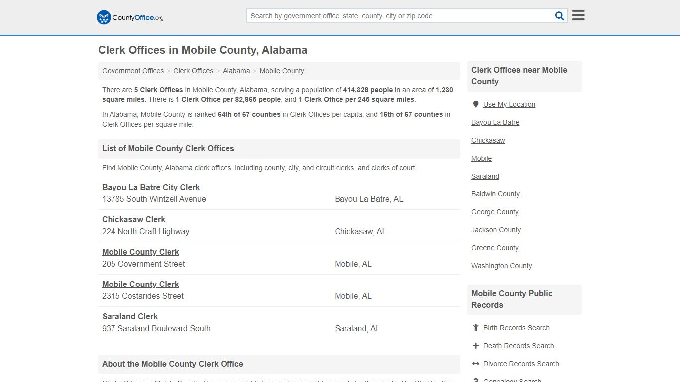 Clerk Offices - Mobile County, AL (County & Court Records)