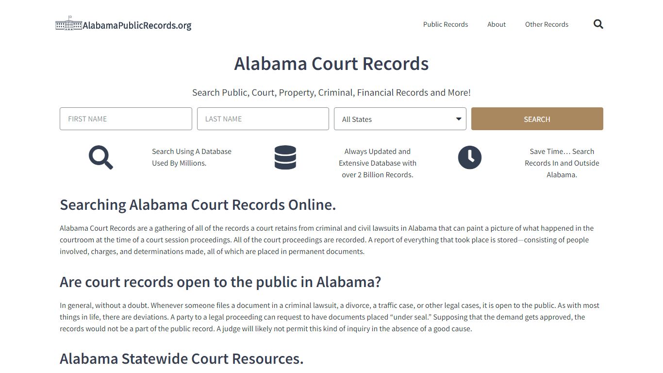 Alabama Court Records: AlabamaPublicRecords.org